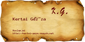 Kertai Géza névjegykártya